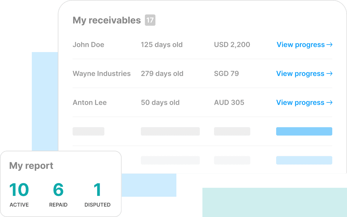 Dashboard Receivables Table MockUp